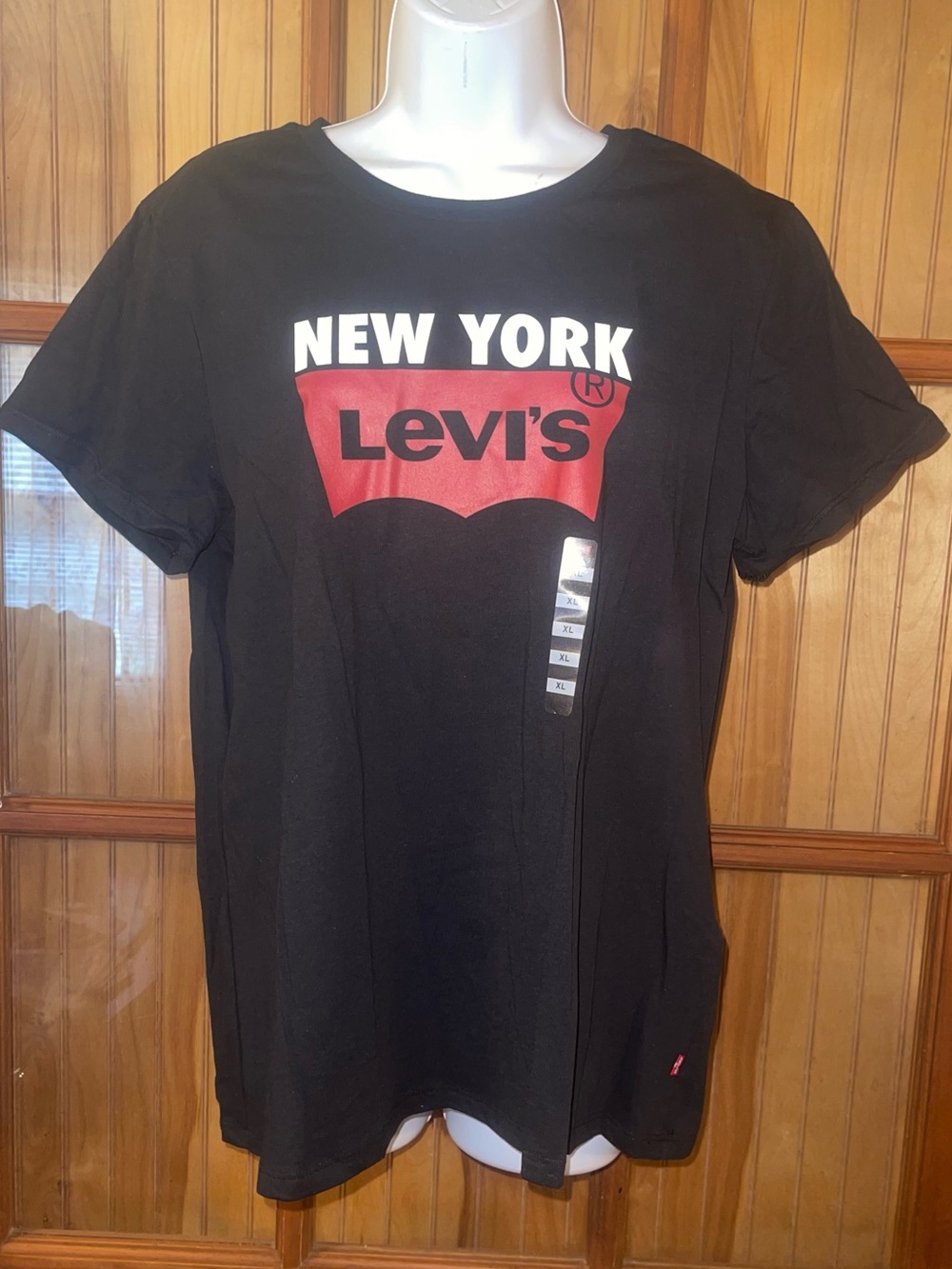 Levi's Black Tee with Red and White New York Logo